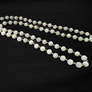 Genuine Blue Lace Agate Beaded Necklace – Long Layering Strand